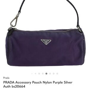 Prada Purple Nylon Clutch with Silver Accents